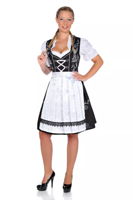 3 pz. Abito tradizionale Midirndl con grembiule e camicetta per Oktoberfest taglia 38