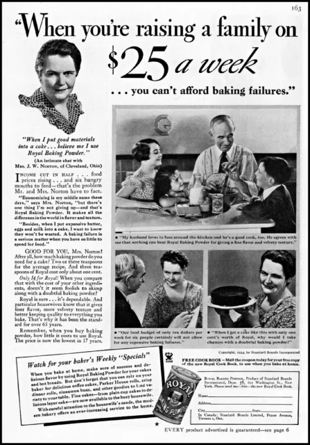 1934 Dad mom kids cake baking Royal Baking Powder vintage photo print ad ads59