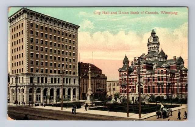 Winnipeg NY-New York, City Hall And Union Bank, Vintage Postcard