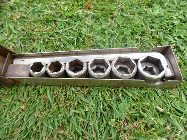 vintage WW2 era 1/2" allen drive whitworth 6 piece socket set vintage WW2 era 1/2" allen drive whitworth 6 piece socket set