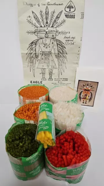 De colección. Alfombra Bucilla 1970 precortada hilo Eagle Kachina proyecto sobrante suroeste