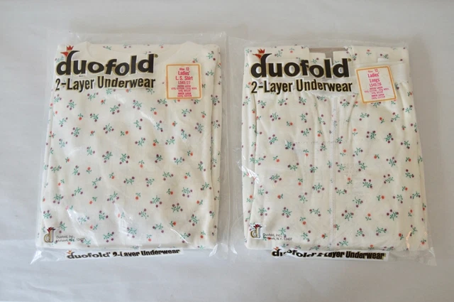 Vtg. DUOFOLD 1970'S 2 LAYER LONG UNDERWEAR LADIES TINY FLOWERS SIZE 12 LOT KS #2