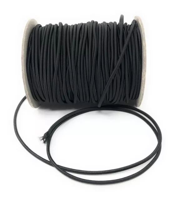 Corde Elastique / Cordon Elastique 2,5mm ou 3mm Noir - Vendu par 5 Mètres