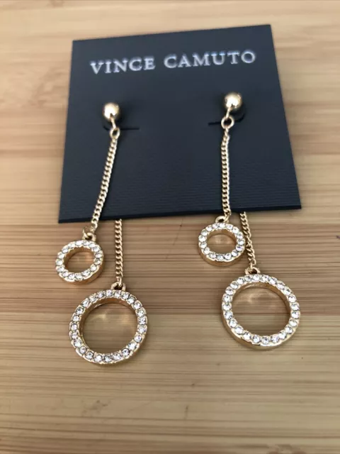 vince camuto gold Cristals Circals Back And Front Drops Earrings