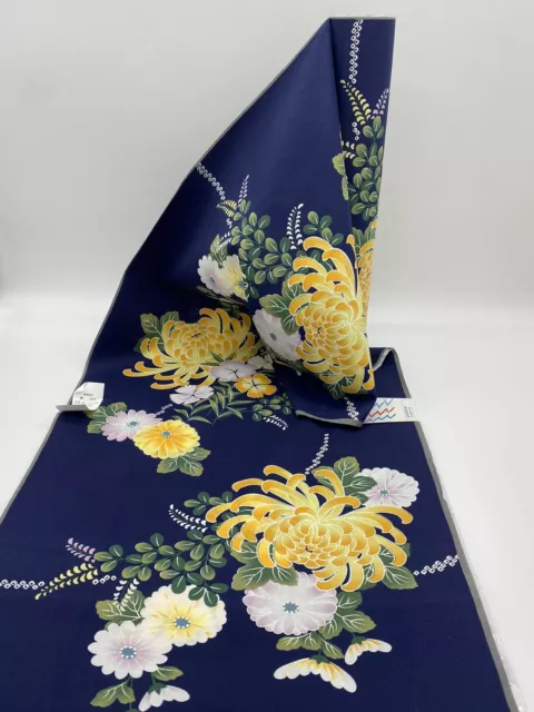 Blue & Yellow Cotton Bolt UnUsed By the Yard Japanese Kimono Yukata Fabric