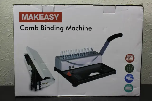 MAKEASY Comb Binding Machine, 21-Hole, 450 Sheet, Paper Punch Binder