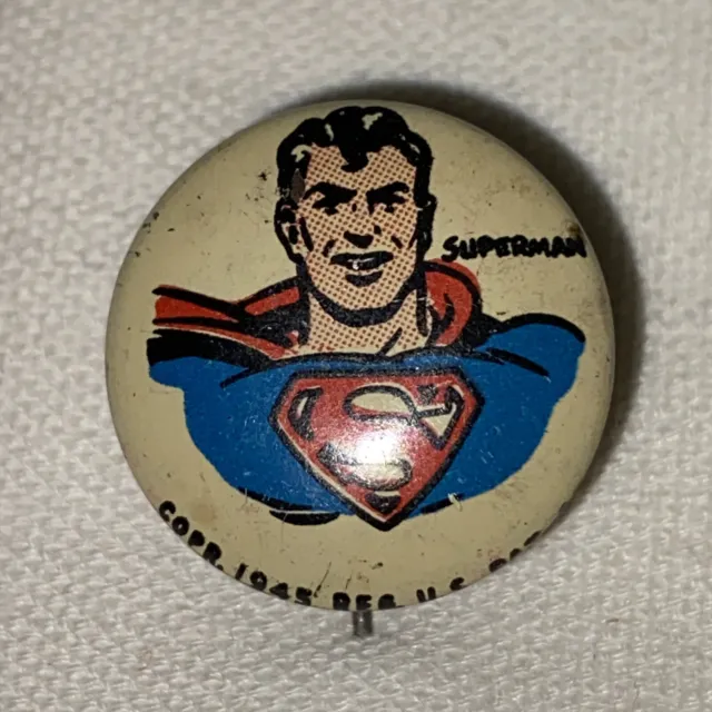 Kellogg's Pep Cereal premium pin back Superman 1945. RARE!!!