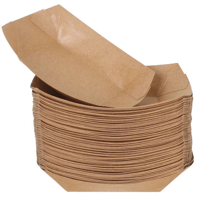 250 piezas caja de papel Kraft botes de comida de papel reciclable