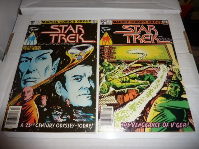STAR TREK #1 and 2 Marvel 1979 Newsstand Movie Adaptation VF to VF/NM 1st Prints