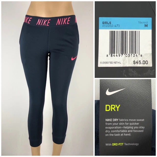 Nike Girls Medium Training Pants Core Studio Sweat Gray 859969 473 NWT $45