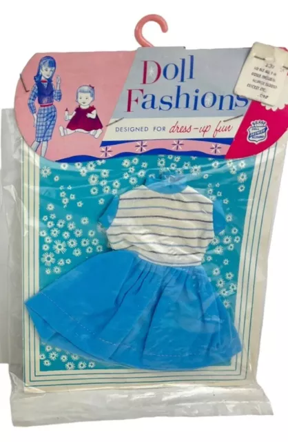 Vintage PREMIER Togs 9” Doll Dress Blue Barbie Skipper Skooter Cricket 1960s