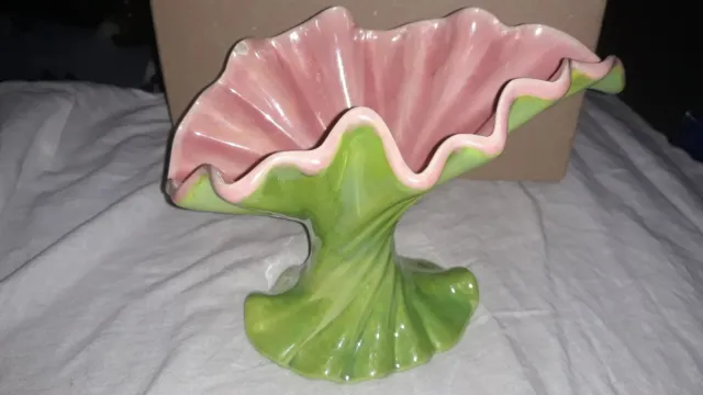 Vintage Wave Jakobsmuschel Art Deco Keramik Keramik Stück Vase Pflanzgefäß oder dekorativ 2