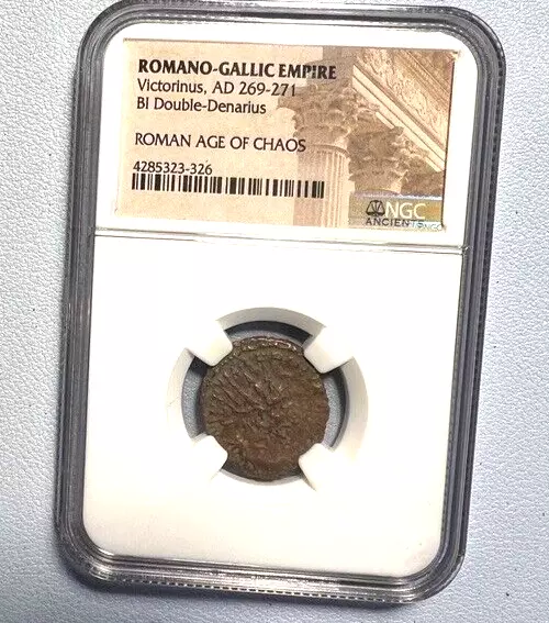 Romano-Gallic Empire Victorinus, AD 269 Roman Age of Chaos Double Denarius NGC