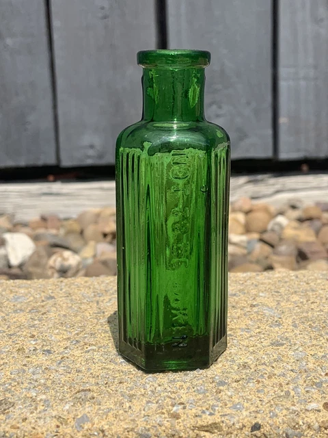Green Victorian Glass Poison Bottle