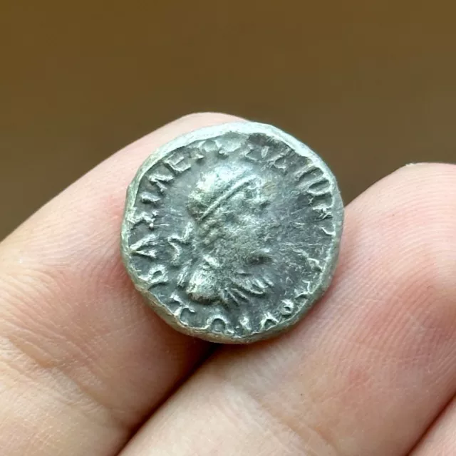 Very Rare And Unique Ancient Greek Bactrian Solid Silver Coin