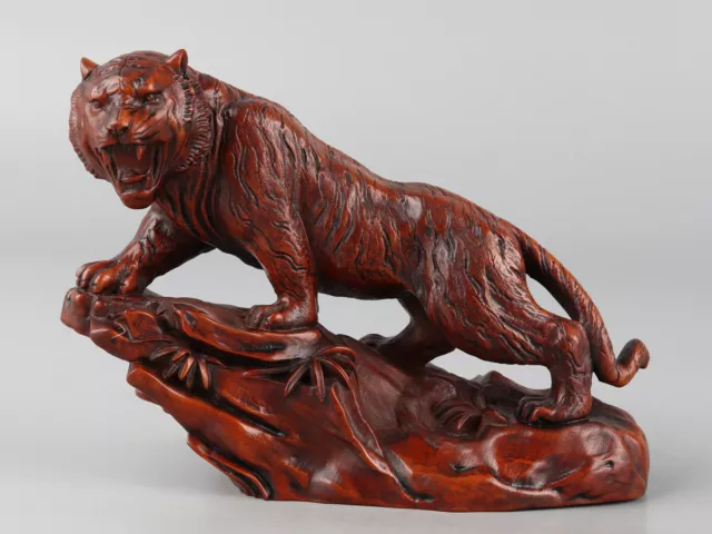 Chinese Exquisite Hand-carved tiger Carving Boxwood statue