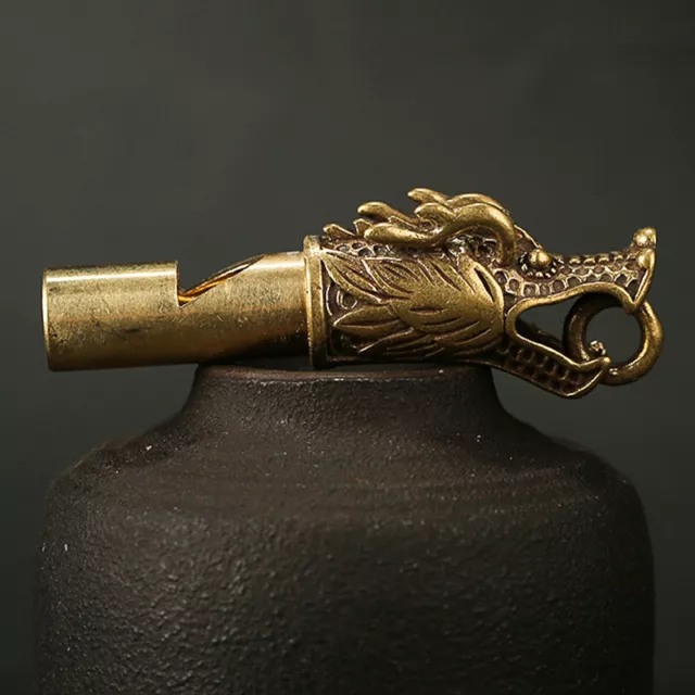 Handmade Brass Dragon Head Whistle Car Keys Chains PendantsOutdoor Survival T Le