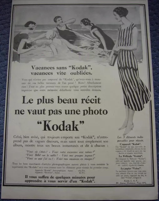 Publicité de presse Appareil Photo KODAK Le plus beau récit French Ad 1926