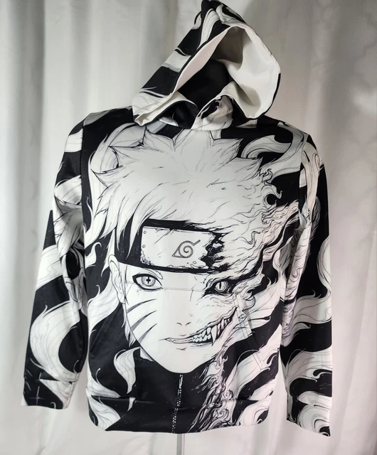 Naruto 9 Tails Pullover Hoodie Sweatshirt White Youth Size Large Manga Anime