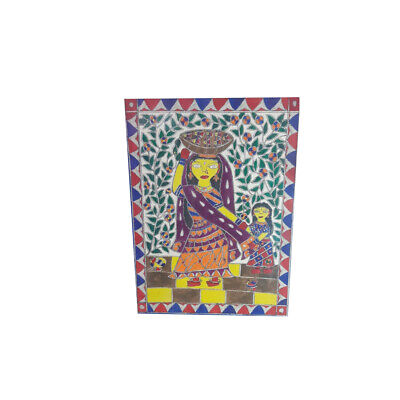 Handmade Madhubani Painting Original India Folk Art Mithila Tribal Ethnic Gift