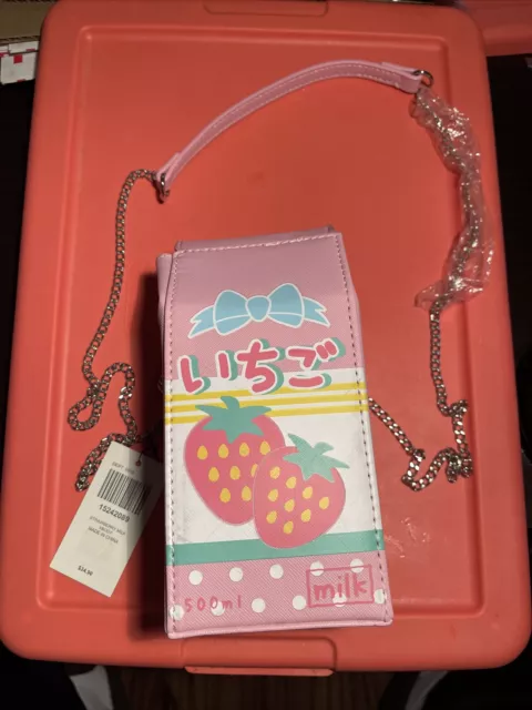 Hot Topic Strawberry Milk Carton Crossbody Bag RARE Hello Kitty Japanese