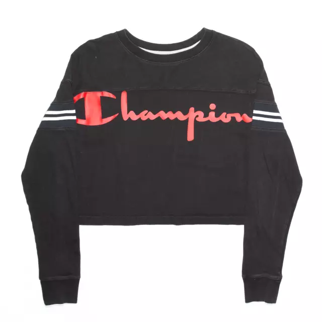 CHAMPION Felpa donna nera tagliata S