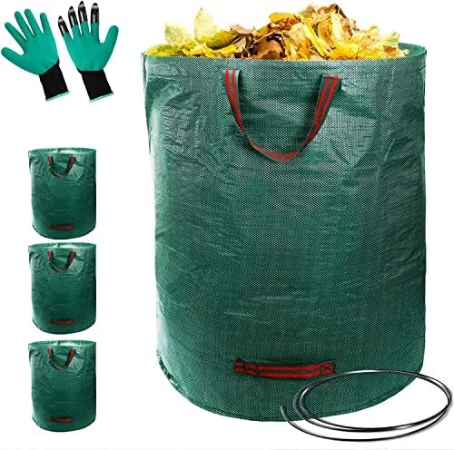 Bolsas de residuos de jardín 272L, paquete de 4 residuos verdes de jardín grandes resistentes