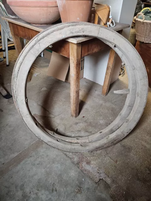 2 alte Wagenräder 90 cm Durchmesser  Eisen m. Innenrad aus Holz o. Speichen 2