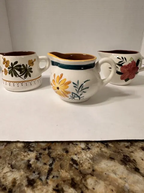 1950's Vintage Lot Of 3 Stangl Pottery Creamer Golden Blossom Garden Flower +1