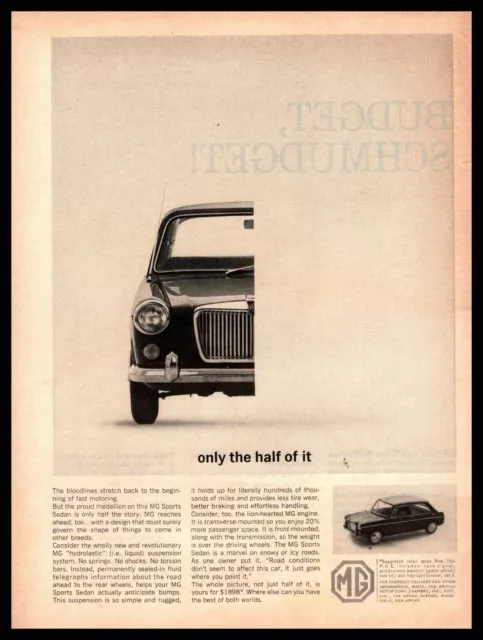 1964 MG 2-Door Sports Sedan $1898 "Only The Half Of It" Vintage BMC Print Ad