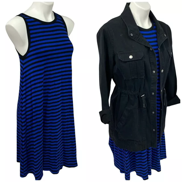 Arizona Dress Anorak Jacket Lot Womens Medium Blue Black Stripe Work Office 2