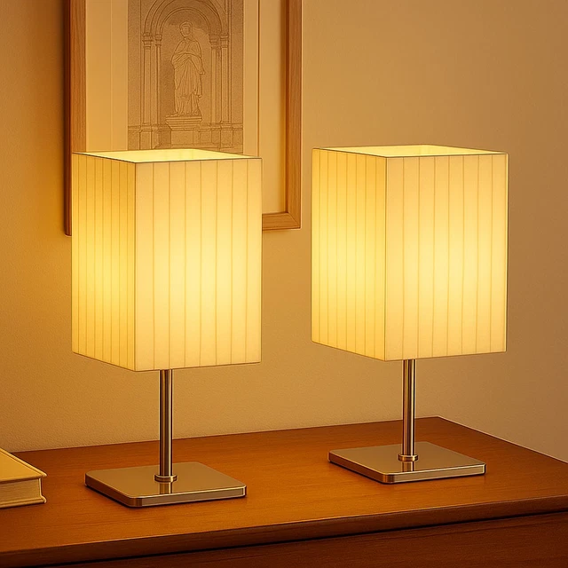 Lampada Da Tavolo BRILONER - Paralume In Tessuto Sabbia, Base Nichel Opaco, Attacco E14 Max 25W, Altezza 38,5 Cm