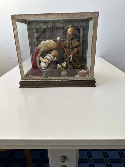 Christuskind Jesus Kind Krippe , Antiker Schrein mit Christkind Barock Maria