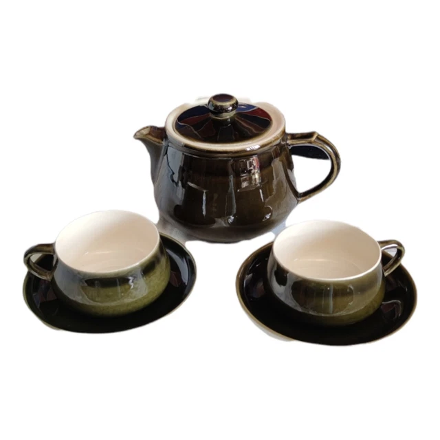 vintage 1970’s tea set burnt Green honiton devon pottery Excellent Condition Set
