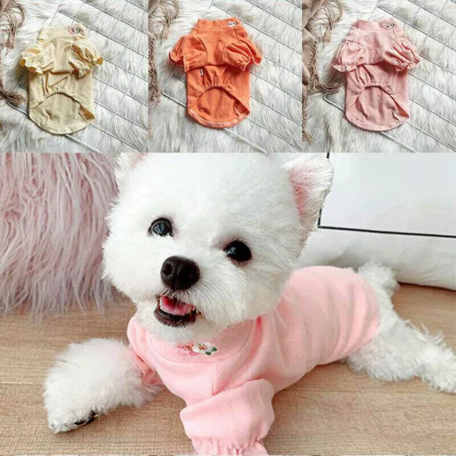 Dog Coat Small Pet Clothes Flower Shirt Cat Pink Puppy Warm Embroidery Chihuahua