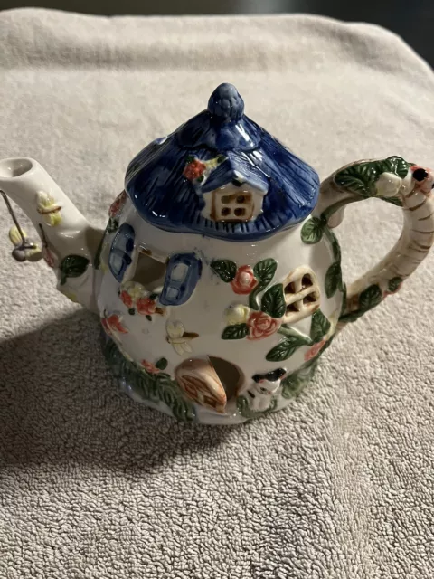 Teapot Cottage Luminary Tealight Candle Holder Hanging Bee Cat Vintage