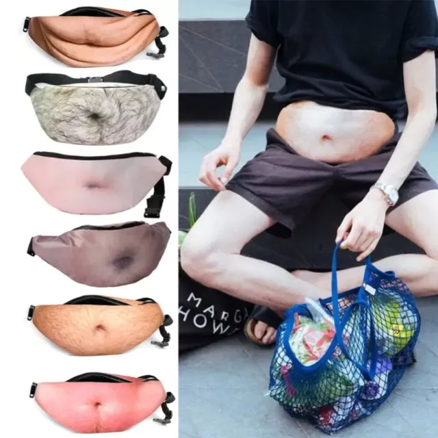 DAD BOD WAIST Belt Bum Bag 3D Funny Hairy Beer Fat Belly Travel Pack Pouch Men 23.36 PicClick AU