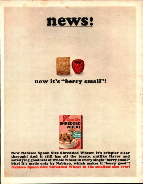 Nabisco Spoon Size Shredded Wheat 1963 Vintage Ad “berry small” nostalgic b7