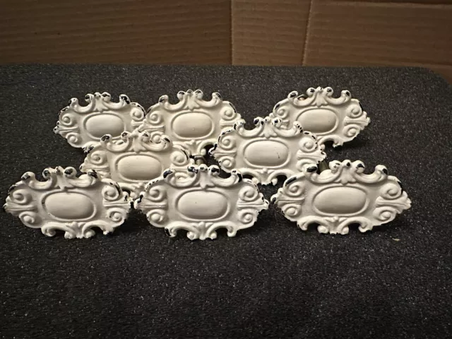 8 Decorative Oval Metal White Cabinet Drawer Knobs/Pulls Shabby Chic 2