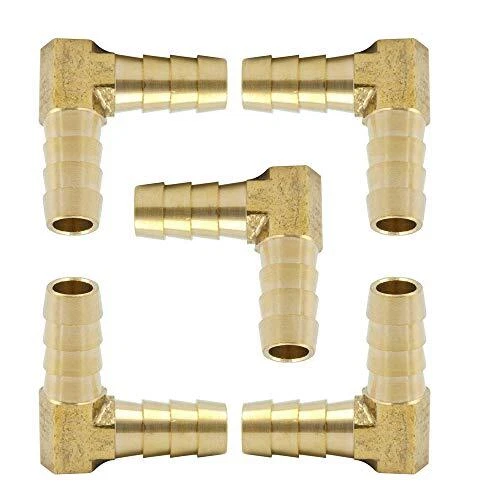 Brass Hose Barb 90 Degree Elbow 3/8 Barbed x 3/8 Barbed Fitting  Pack of 5