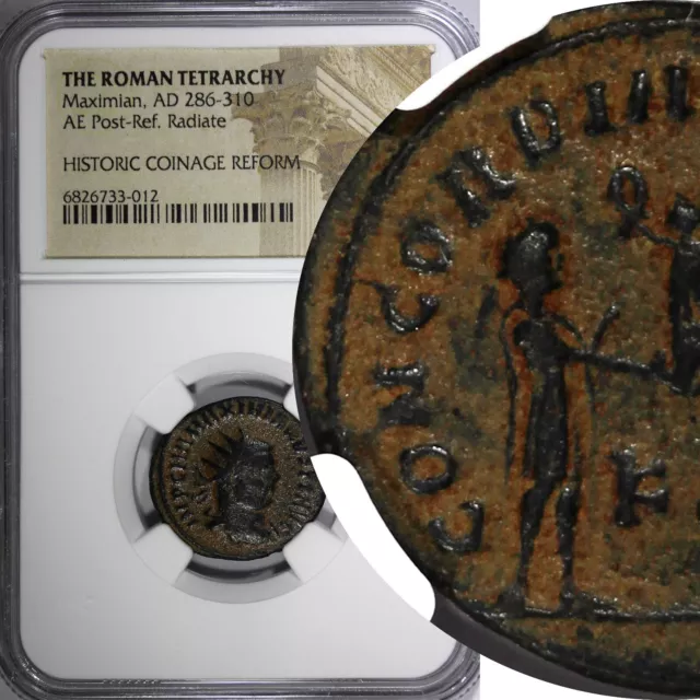 Roman Maximian,AD286-310 AE Post-Ref.Radiate / Victory From Jupiter NGC (012)