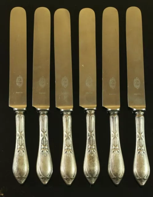 Vintage 1930-s German Silver Plated Dinner Knifes set 6 pcs T094