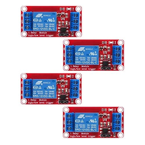 AEDIKO 4pcs Relay Module DC 12V Relay Board 1 Channel with Optocoupler Isolat