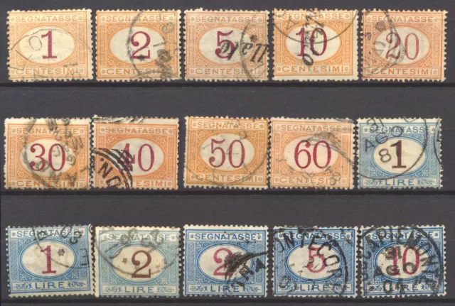 Italy 1870 postage due stamps (15 out of 18 complete set)