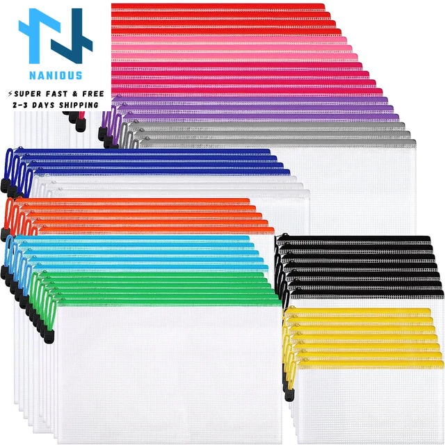90 Mesh Zipper Pouches, Waterproof, Multicolored, 8 Sizes