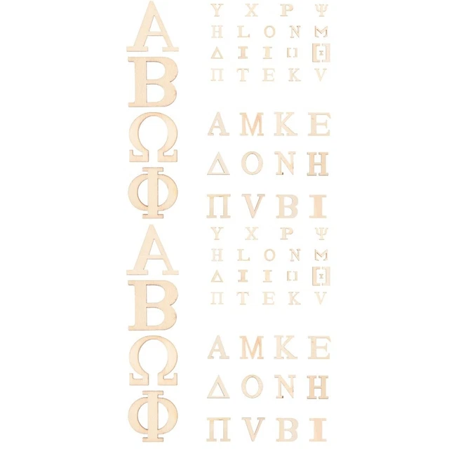 144 Pcs Greek Alphabets Cutouts Blank Wood Letters Creative Painting Wooden