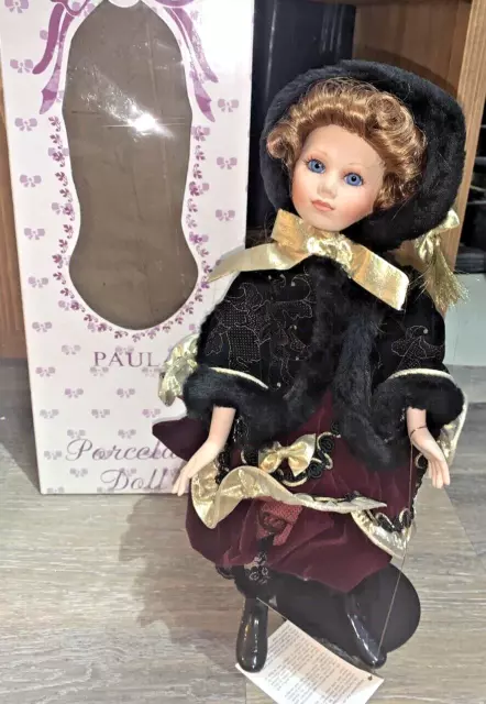 Beautiful Franklin Mint Heirloom Victorian Doll Paula NWT NIB Box Red Hair USA