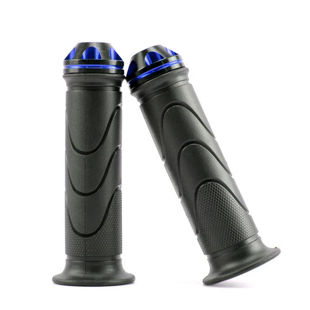 7/8" 22MM Motorcycle Bikes CNC Aluminum Handlebar Rubber Hand Grip Cover ×2