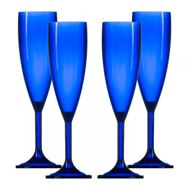 Plastic Polycarbonate Reusable Blue Champagne Flutes FAST DELIVERY