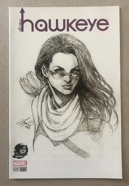 Hawkeye #1 (2015) Phantom B&W Sketch Variant Siya Oum Cover! Marvel Comics
